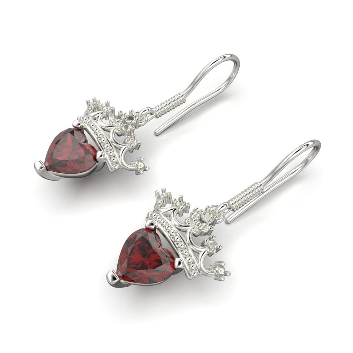 LUYA JOYERÍA - Aretes corazón y corona de Luya