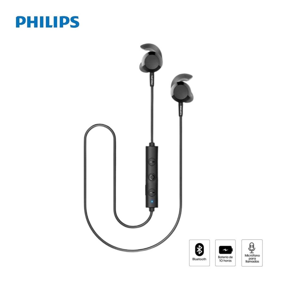 PHILIPS - Audífonos Philips TAE4205 Blth 10hrs Aislamiento Pasivo de Ruido Negro