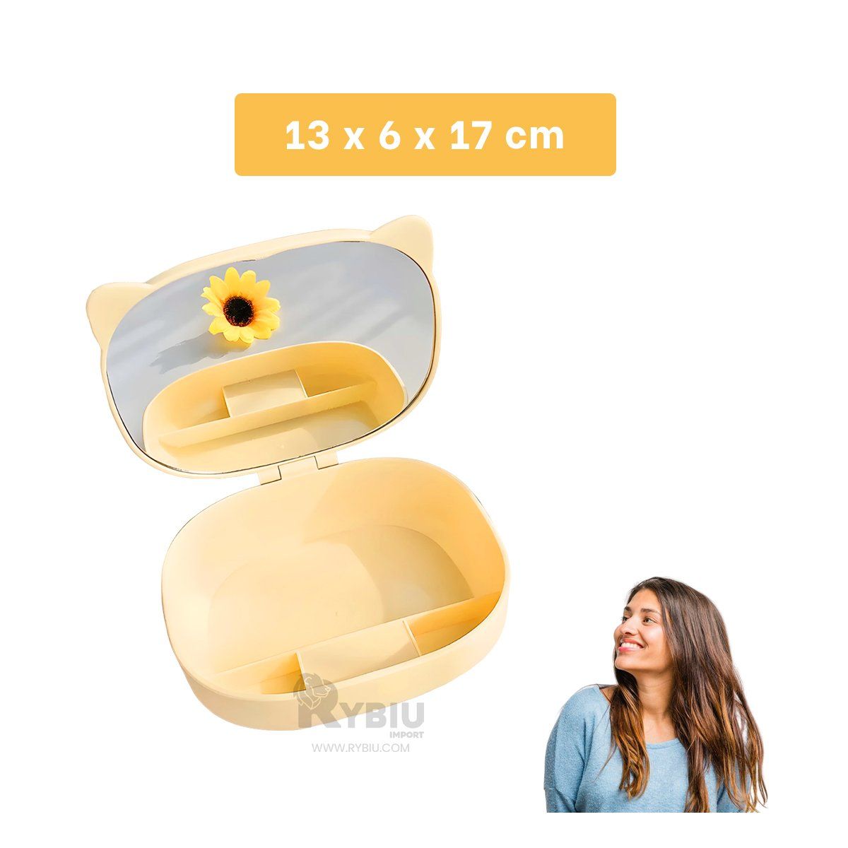 GENERICO - Baul con Hermoso Diseño en Tono Amarillo Y+Ligas de Regalo