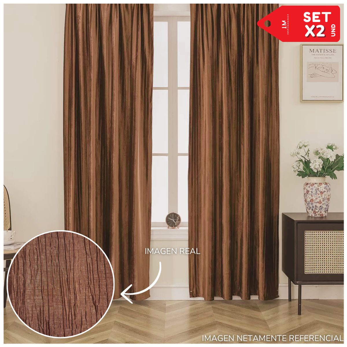 INSPIRA MARKET - Cortina cortina elegante 140 X 240 cm SET Blackout