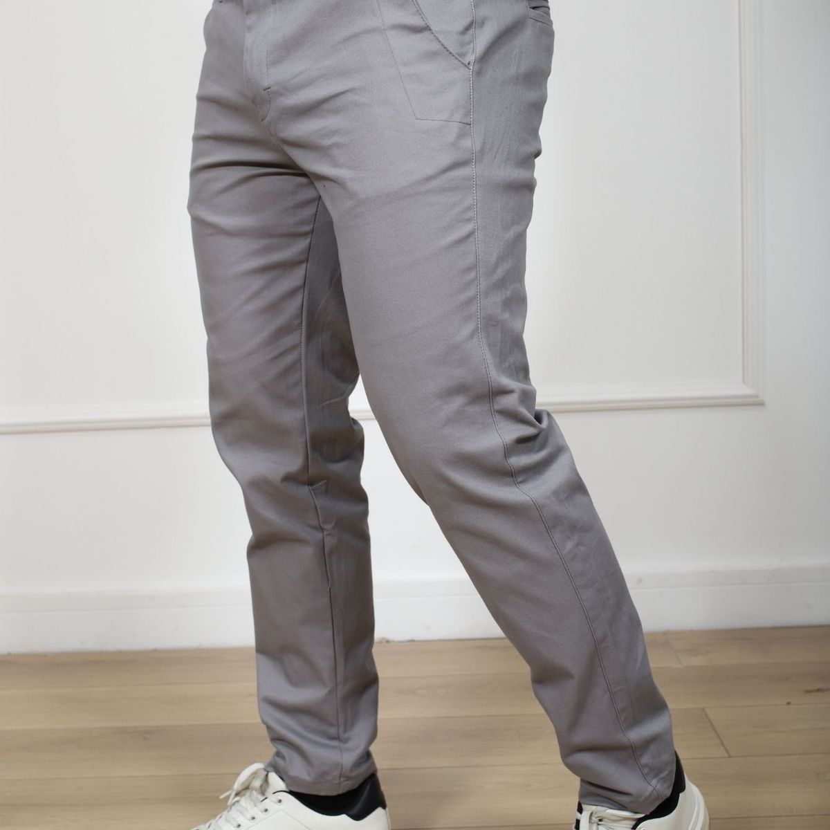 J JERAOUS - PANTALOM JERAOUS DRILL STRECH Plateado Oscuro