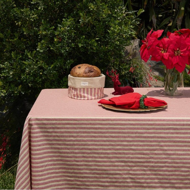 CASIOPIA - Mantel antimanchas rectangular 6 sillas LUREX ROJO