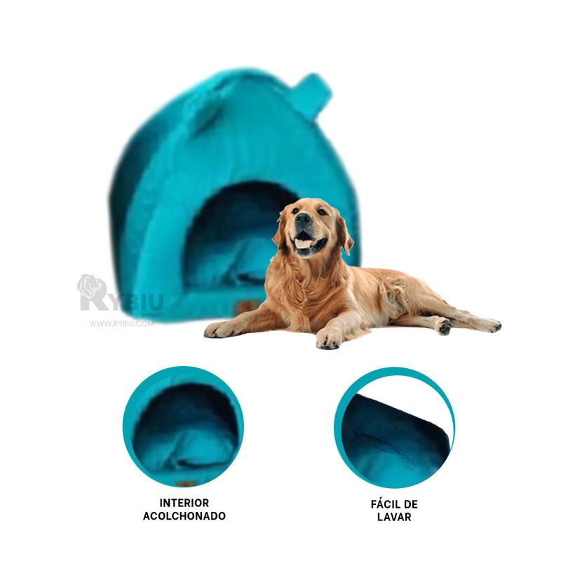 RYBIU IMPORT - Iglu Util para Mascota en Azul Rey Talla L Y+Gift Stickers
