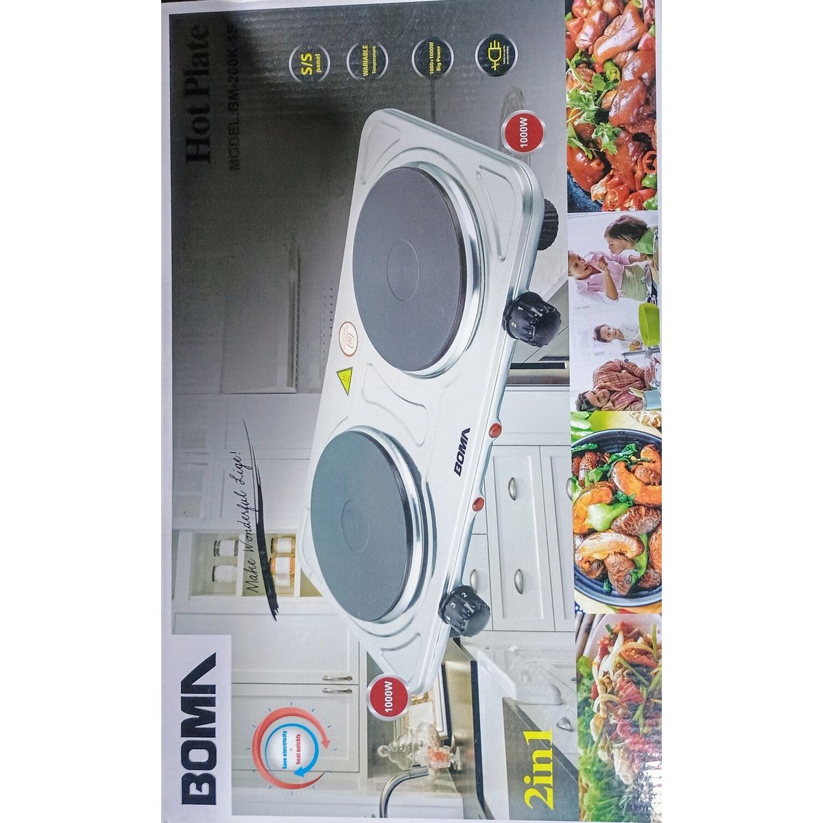 GENERICO - Cocina Eléctrica Boma 2 Hornillas BM-200K-1S