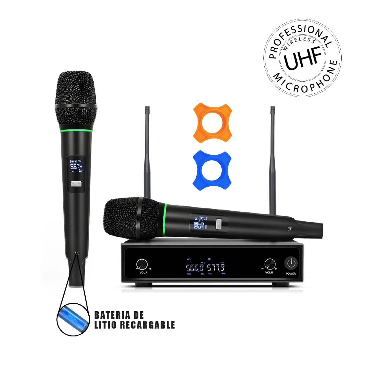 ALL SOUND - MICROFONO PROFESIONAL UHF DUAL RECARGABLE CON MALETIN DE ALUMINIO