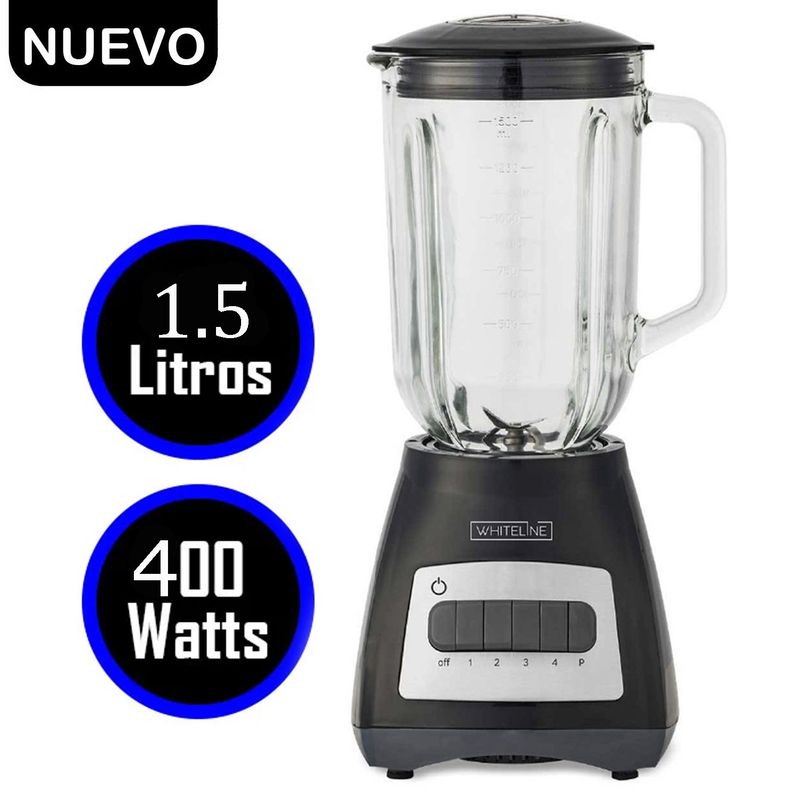 WHITELINE - Licuadora Whiteline Vaso de Vidrio 1.5 Litros