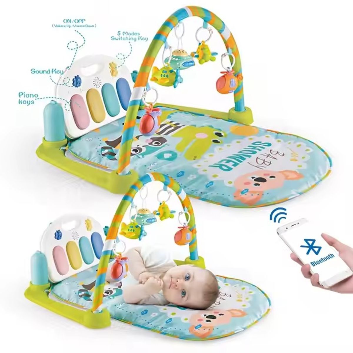 GENERICO - Gimnasio para Bebe con Piano Musical Verde