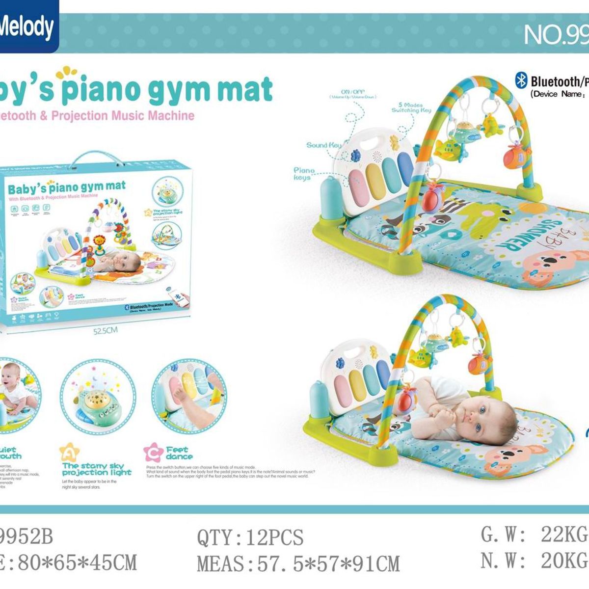 GENERICO - Gimnasio para Bebe con Piano Musical Verde