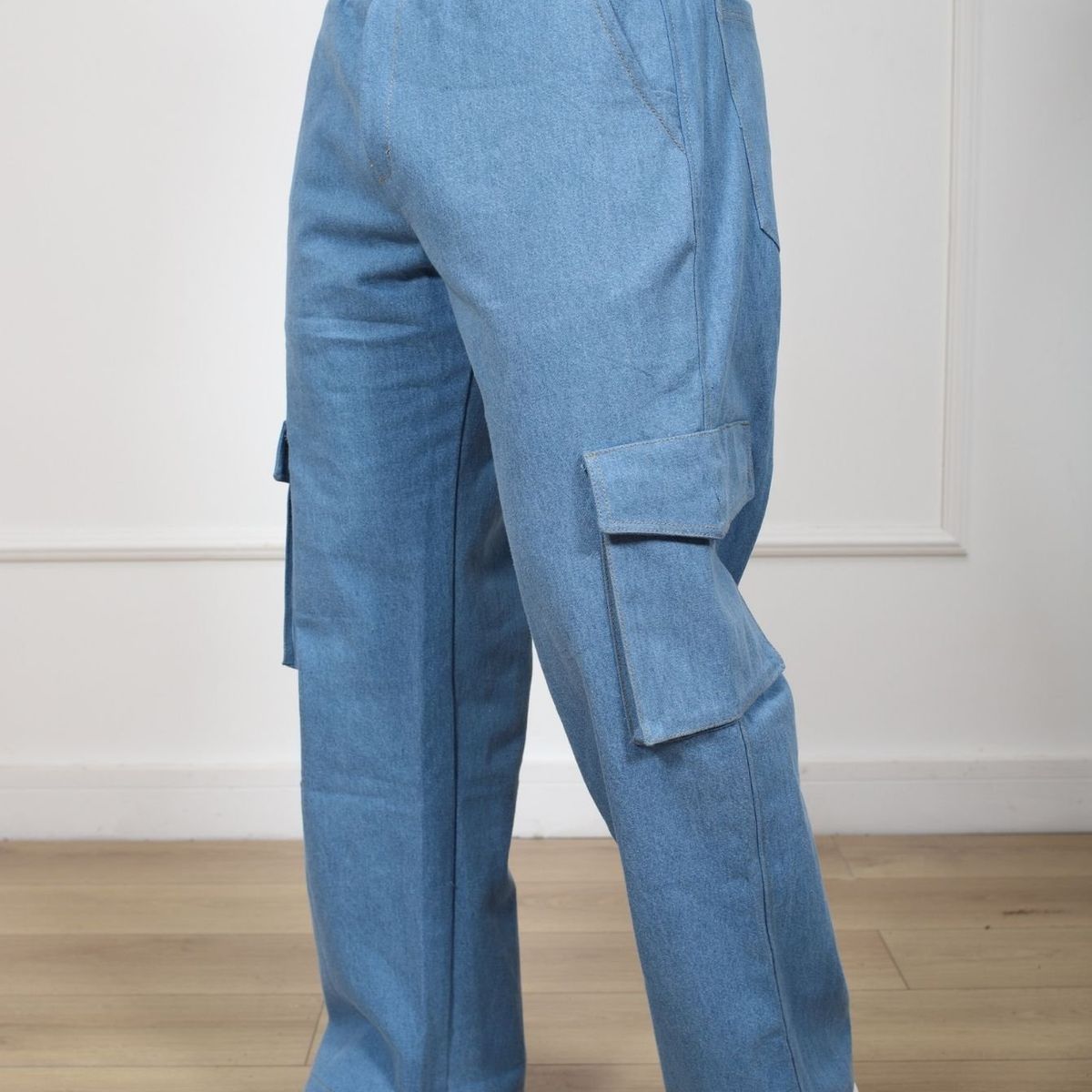 J JERAOUS - PANTALOM JEANS CARGO JERAOUS RIGIDO Celeste