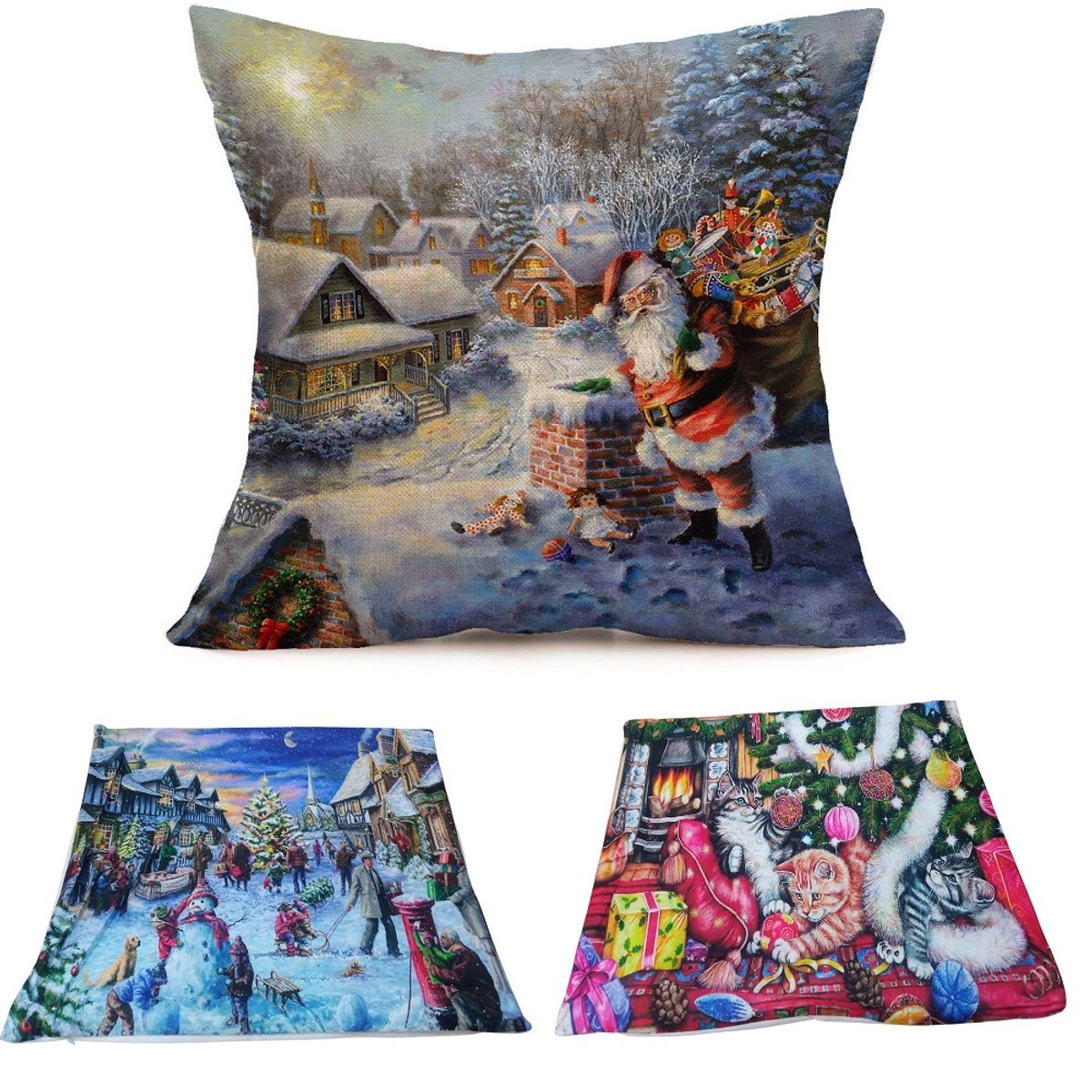 GENERICO - Funda navideñas para cojines diseños Aleatorios set de 3