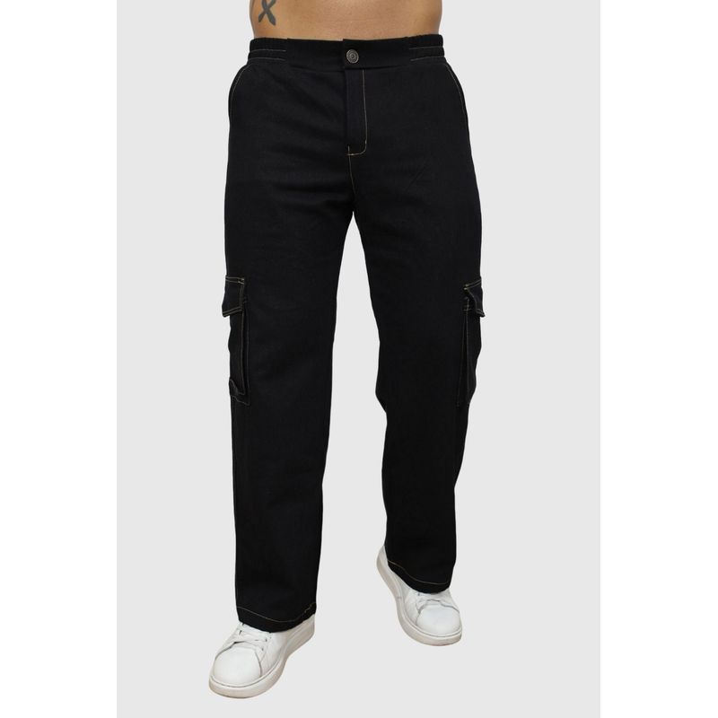 J JERAOUS - PANTALOM JEANS CARGO JERAOUS RIGIDO Negro
