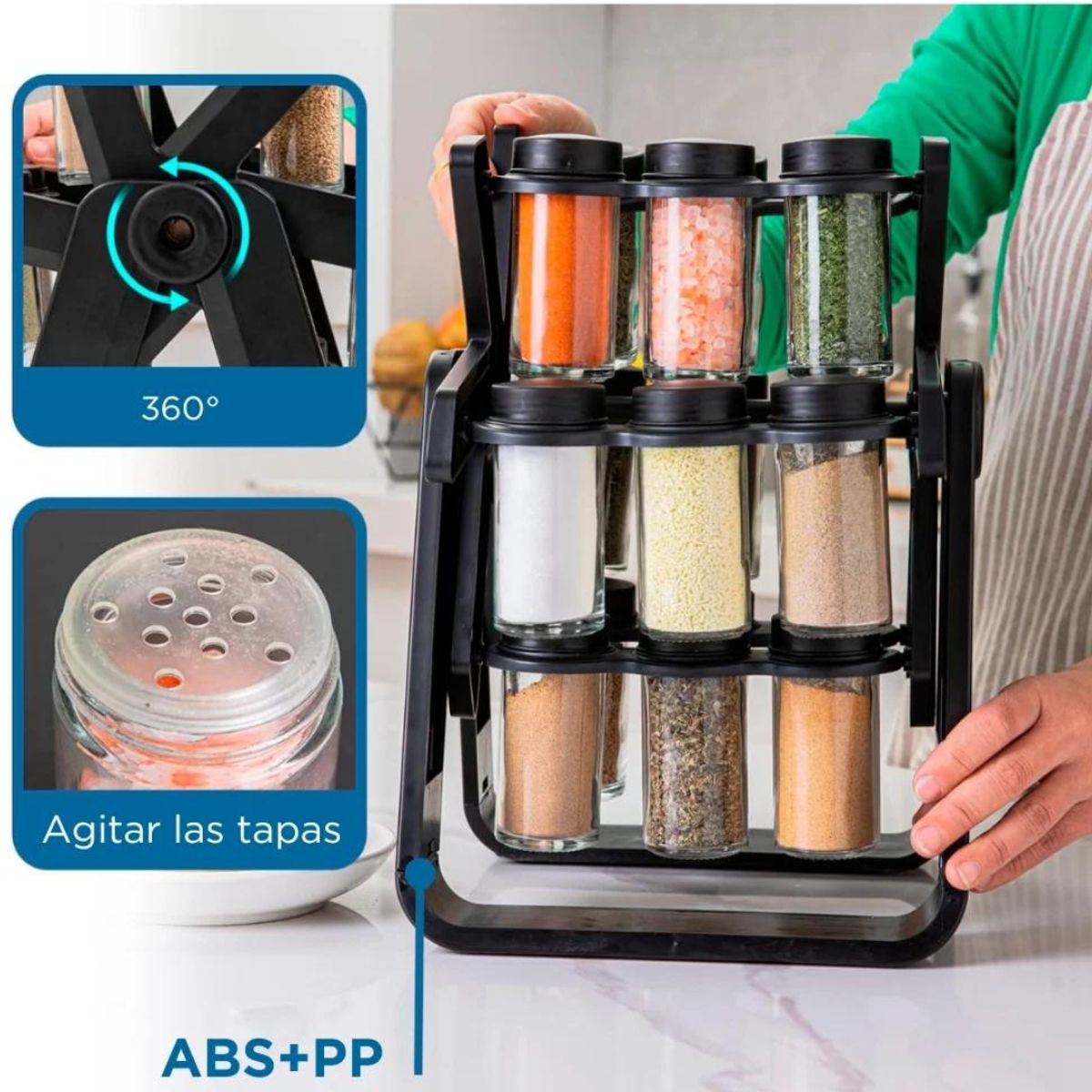 OEM - Condimentero Especiero Giratorio Moderno 18 Frascos