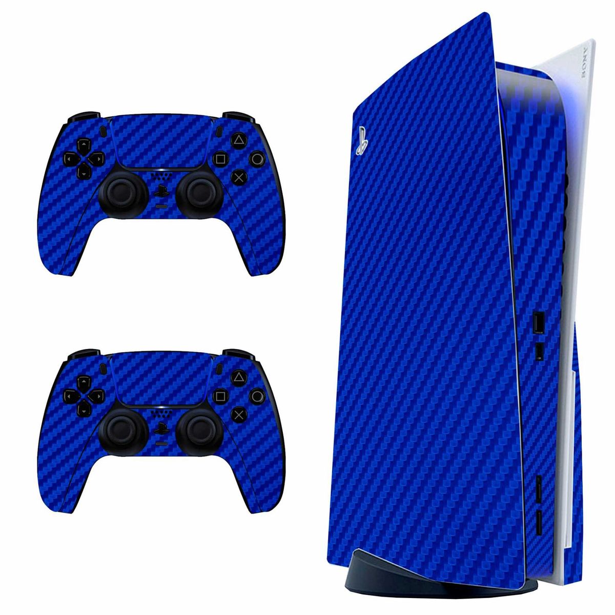 GENERICO - Skin Fibra de Carbono Azul para PS5 Disk - Adhesivo Premium - Protección Anti rayaduras