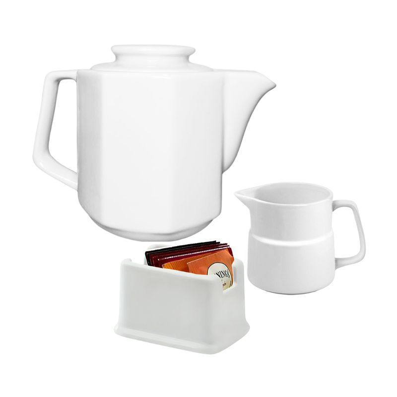 INSPIRA - Kit de Te Tetera de Cerámica Cremera más Porta sachet