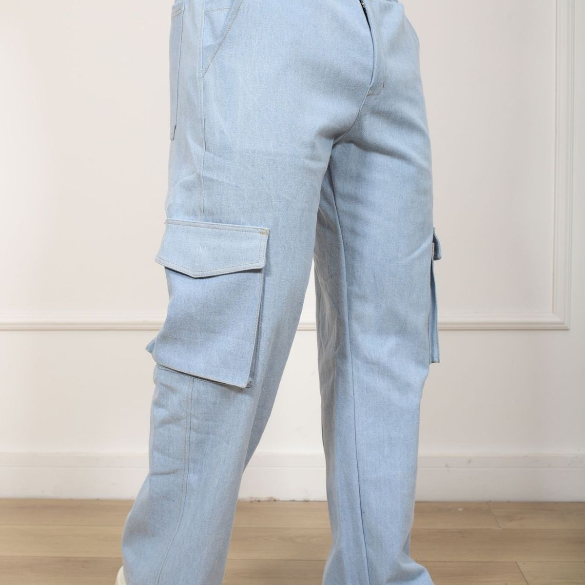 J JERAOUS - PANTALOM JEANS CARGO JERAOUS RIGIDO Celeste Claro