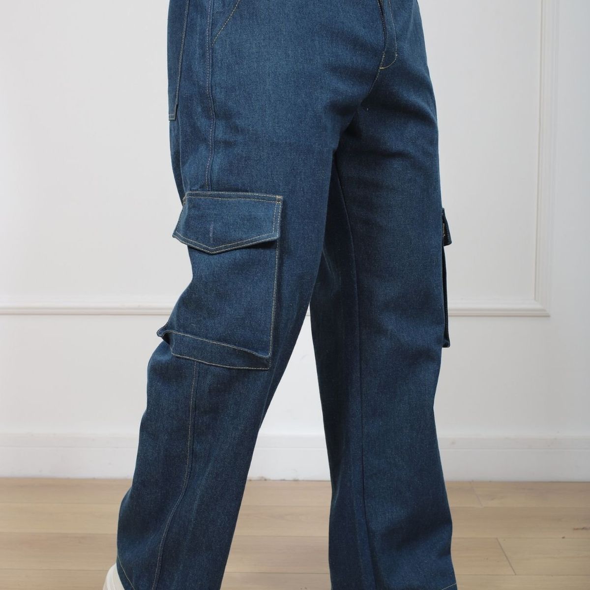 J JERAOUS - PANTALOM JEANS CARGO JERAOUS RIGIDO Verde Oscuro