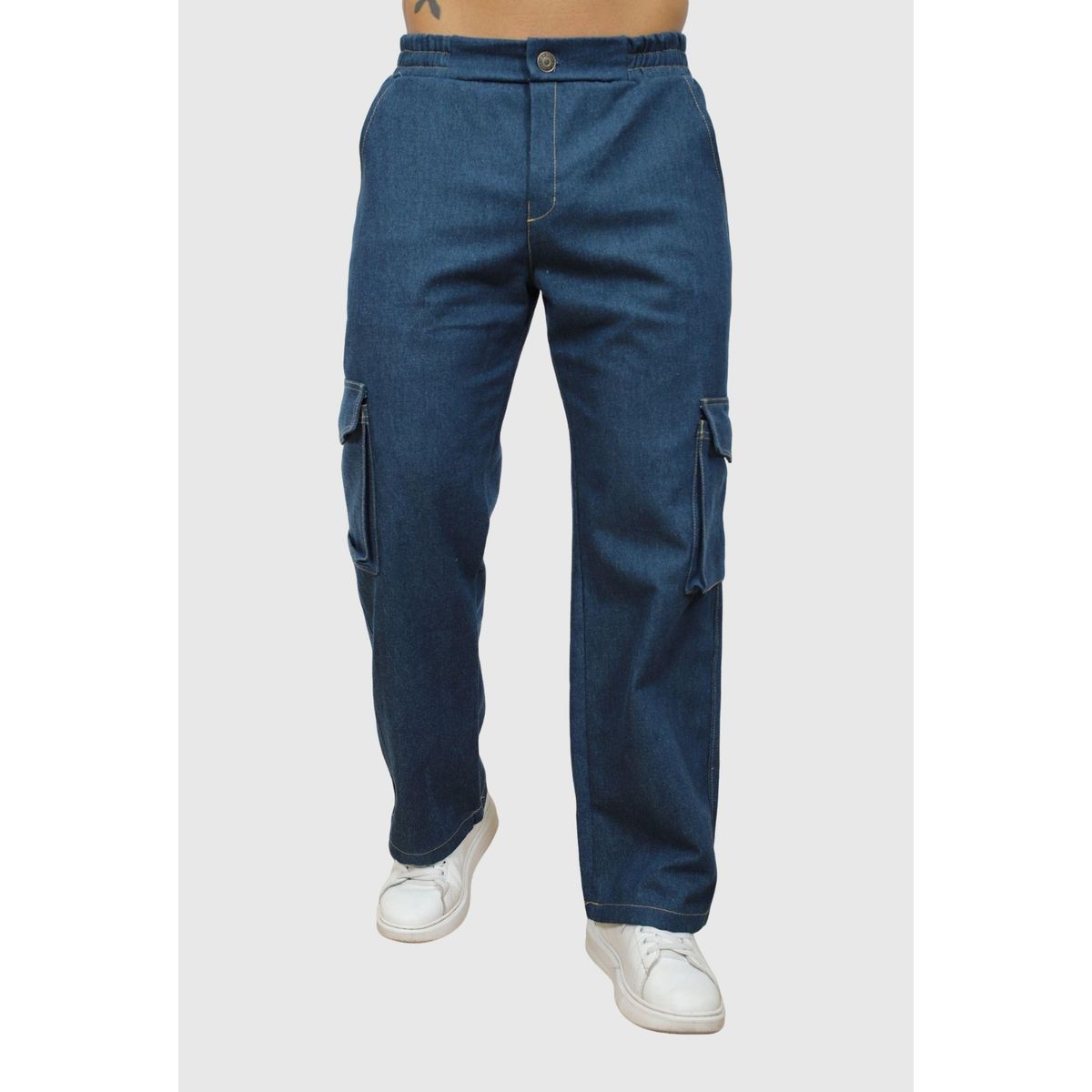 J JERAOUS - PANTALOM JEANS CARGO JERAOUS RIGIDO Verde Oscuro