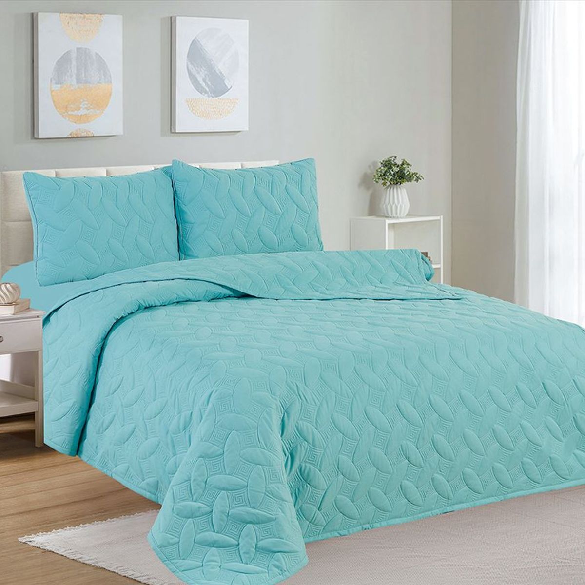 CASATEX - Cubrecama + Juego de sabanas 2 plazas 100% Algodón - 5 Piezas