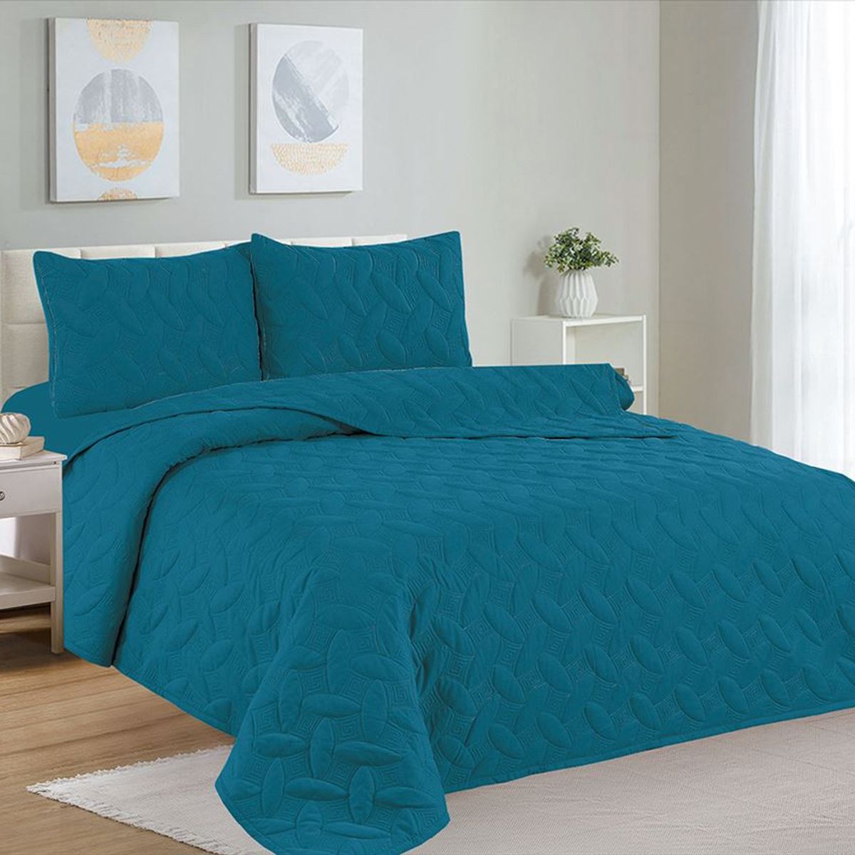 CASATEX - Cubrecama + Juego de sabanas 2 plazas 100% Algodón - 5 Piezas