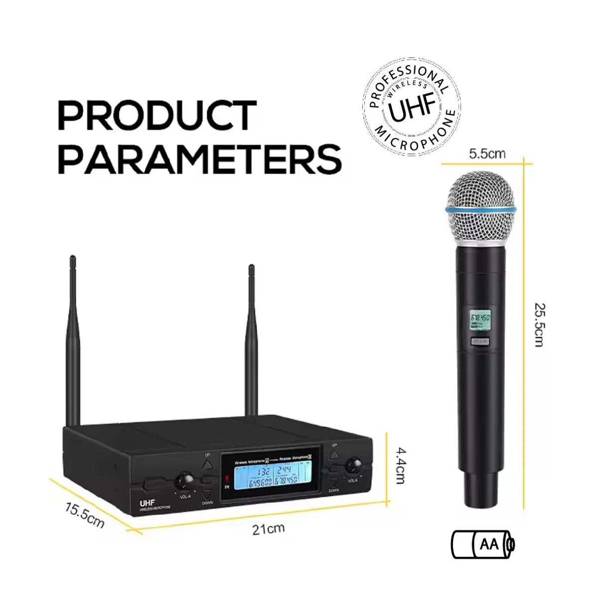 ALL SOUND - MICROFONO PROFESIONAL UHF DUAL CON MALETIN DE ALUMINIO