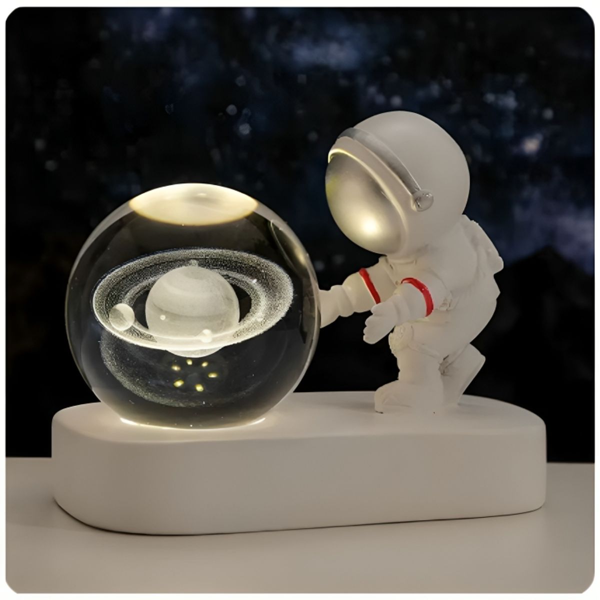 GENERICO - Lámpara Esfera 3D con Luz LED Saturno de Diseño Astronauta