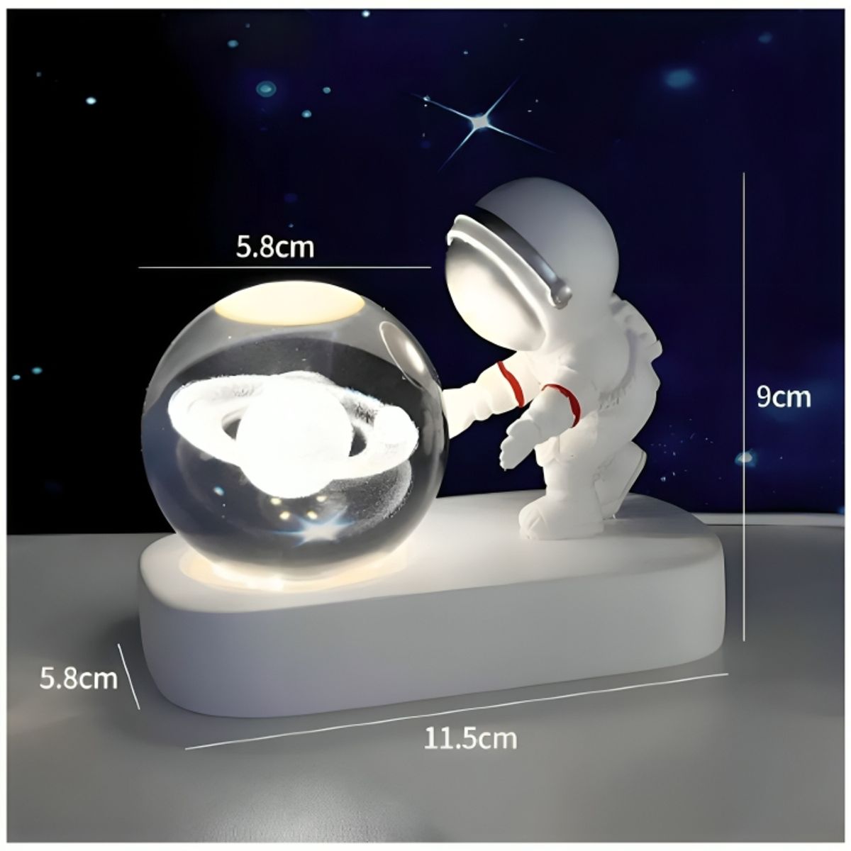 GENERICO - Lámpara Esfera 3D con Luz LED Saturno de Diseño Astronauta