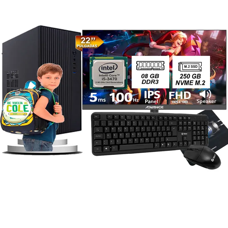 INTEL - Computadora Pc Intel Core i5 3470  Monitor 22 fhd' RAM 8GB SSD 256GB