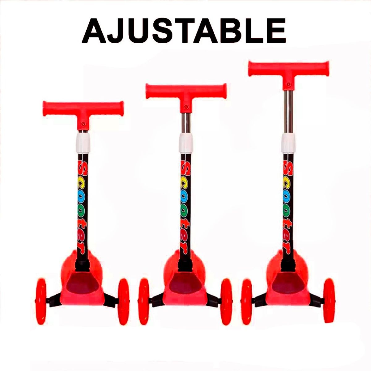 GENERICO - Scooter Plegable para Niños con Luces RGB Rojo