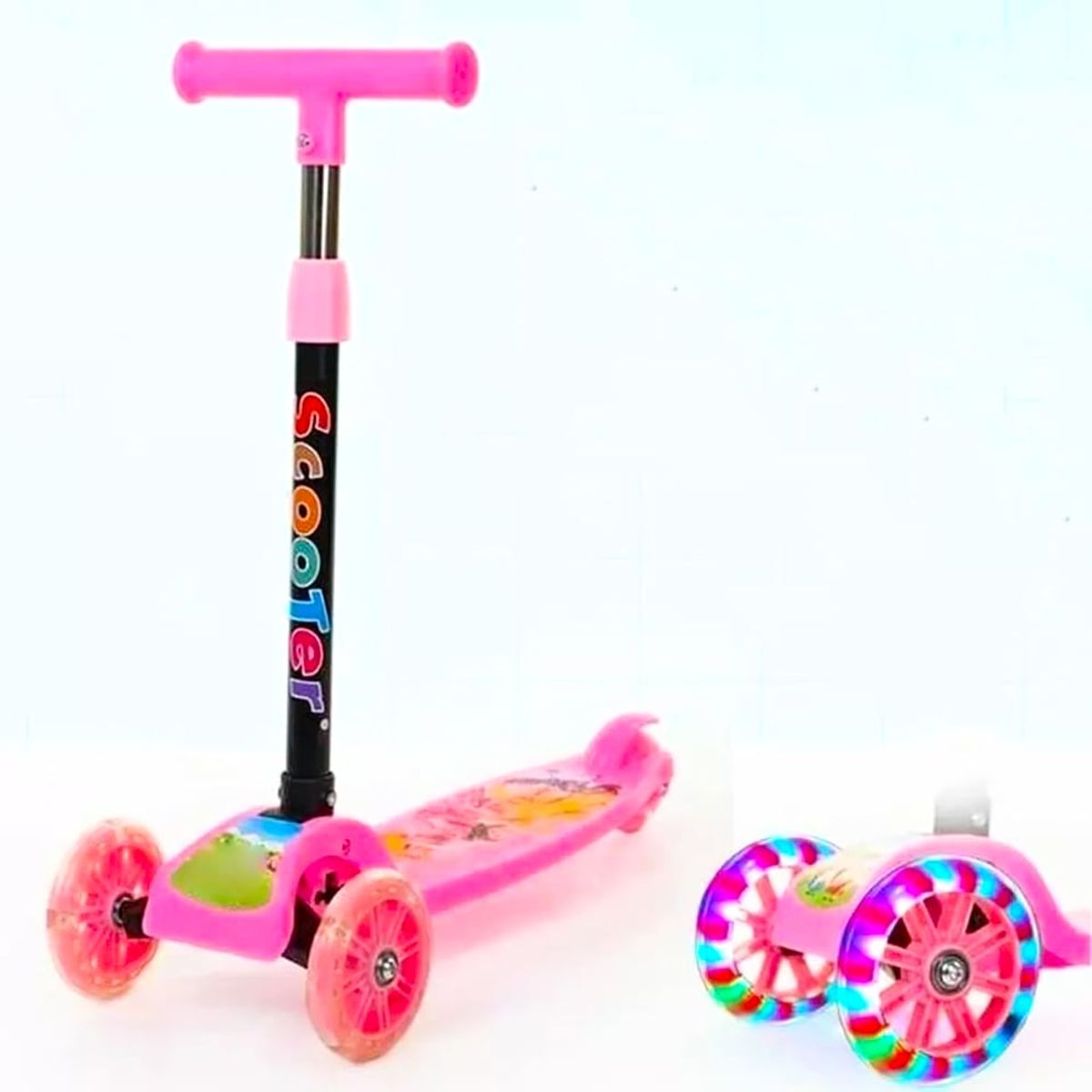 GENERICO - Scooter Plegable para Niños con Luces RGB Rosado