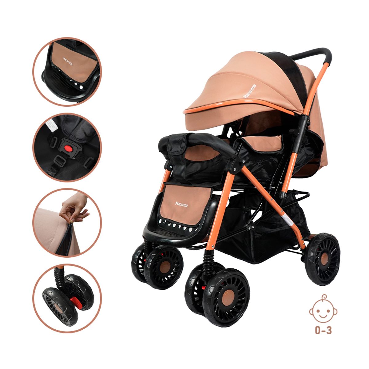 MACARENA - Coche para Bebé Macarena Deluxe Café