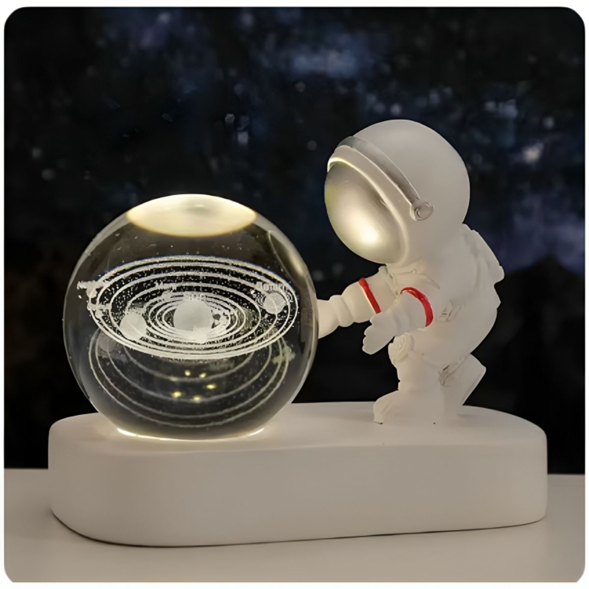 GENERICO - Lámpara Esfera 3D con Luz LED Saturno 2 de Diseño Astronauta