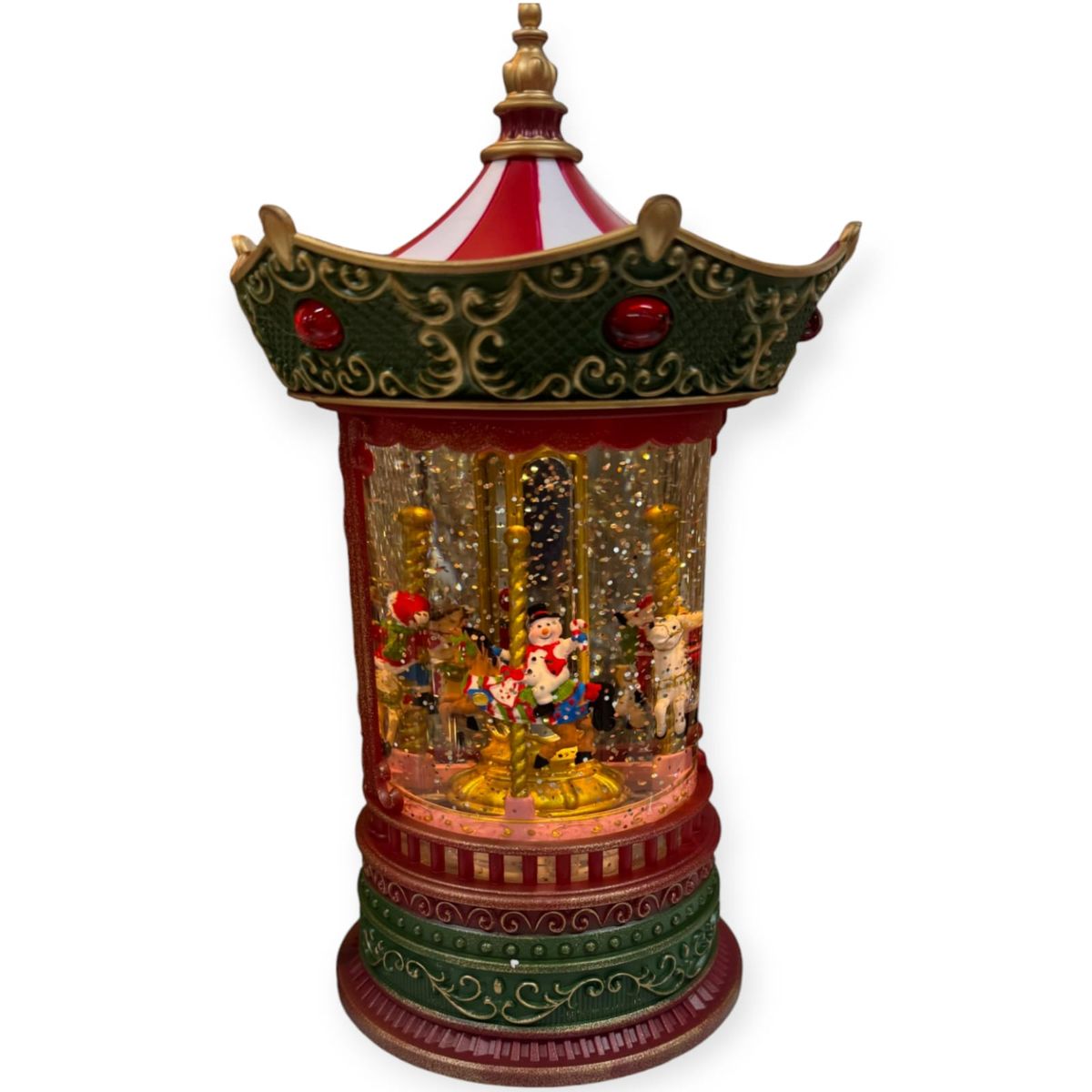 GENERICO - Adorno Navideño Carrusel Giratoria Con Luces 26x17cm