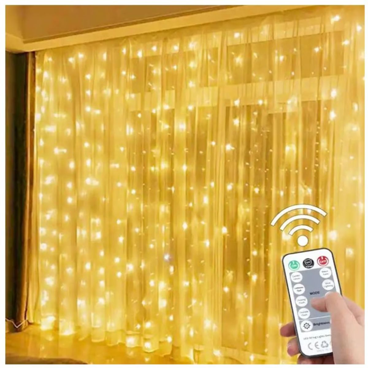 GENERICO - Cortina con Luces LED 3x3m a Control Remoto