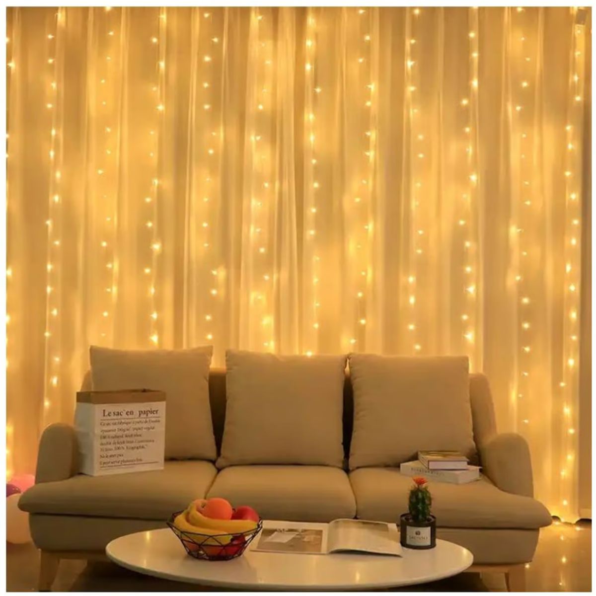 GENERICO - Cortina con Luces LED 3x3m a Control Remoto
