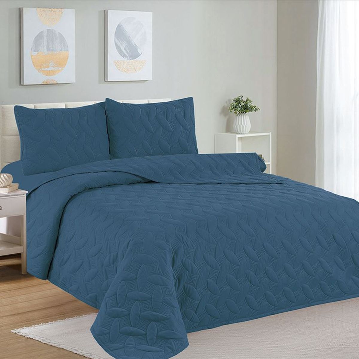 CASATEX - Cubrecama + Juego de sabanas 1.5 plazas 100% Algodón - 4 Piezas