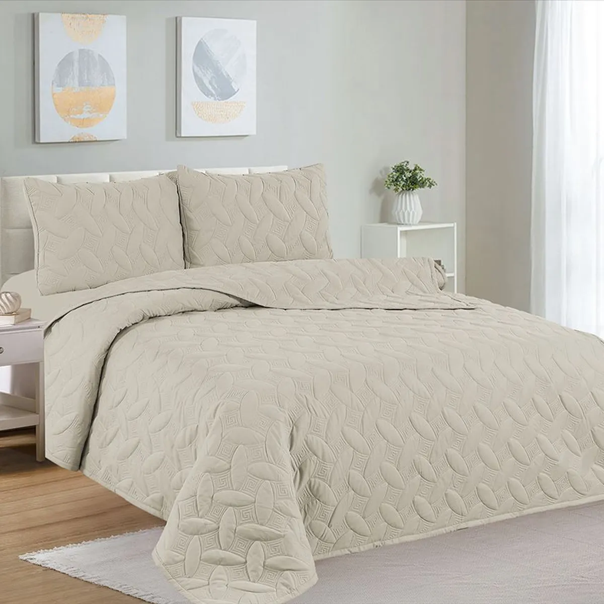 CASATEX - Cubrecama + Juego de sabanas 1.5 plazas 100% Algodón - 4 Piezas