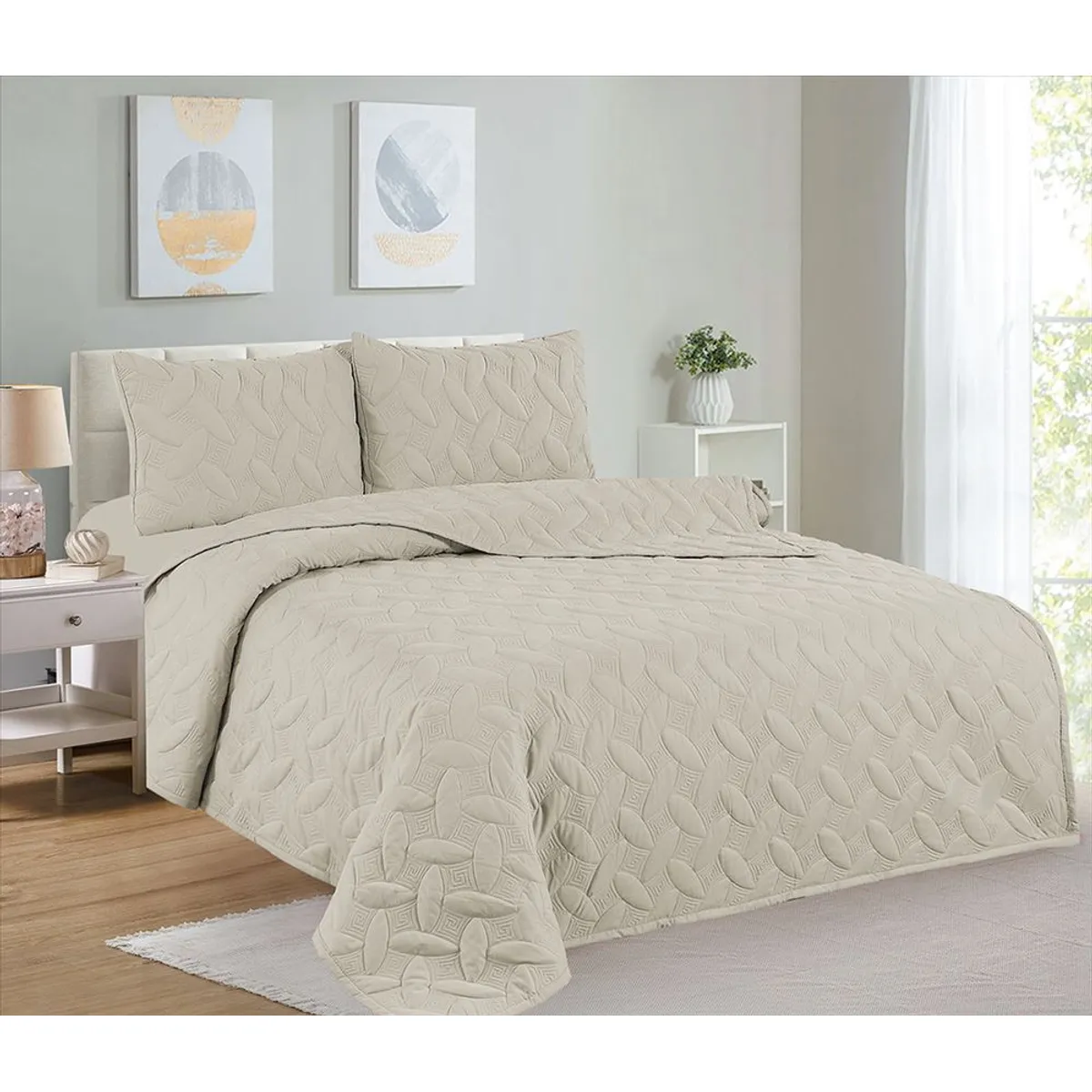 CASATEX - Cubrecama + Juego de sabanas 1.5 plazas 100% Algodón - 4 Piezas