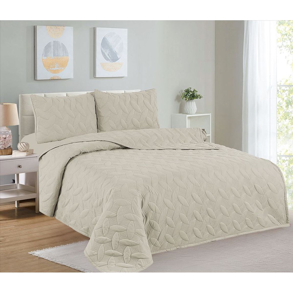 CASATEX - Cubrecama + Juego de sabanas 2 plazas 100% Algodón - 5 Piezas