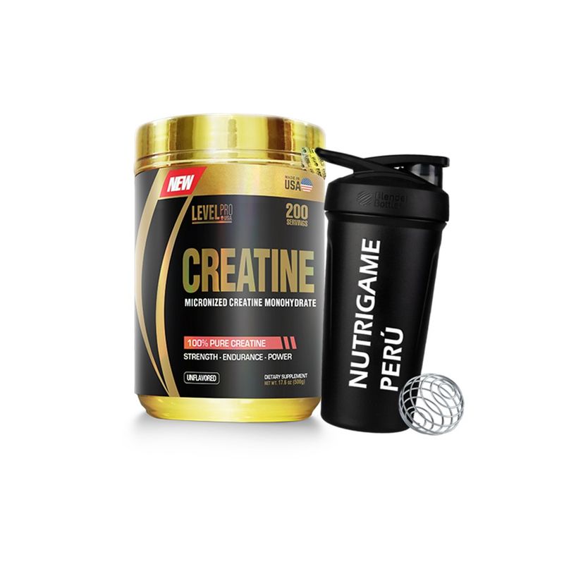 LEVEL PRO - Creatina Monohidratada Level Pro 500gr 100% Pure Creatine +Shaker