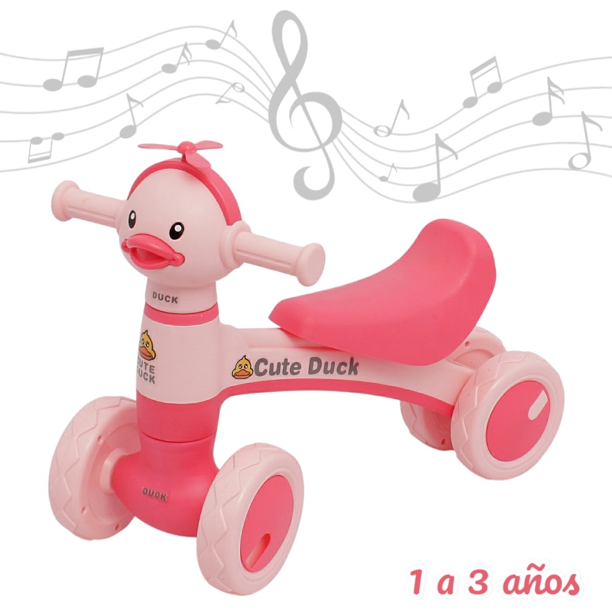 GENERICO - TRICICLO DE EQUILIBRIO CUTE DUCK ROSADO MUSICAL