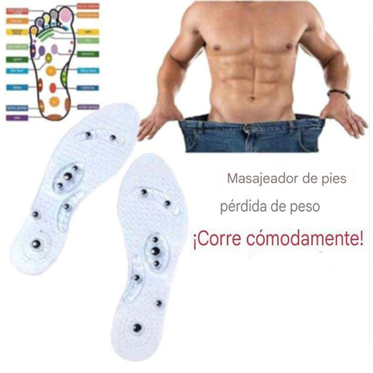 OEM - PLANTILLAS  MAGNÉTICAS ADELGAZAMIENTO TALLA AJUSTABLE UNISEX