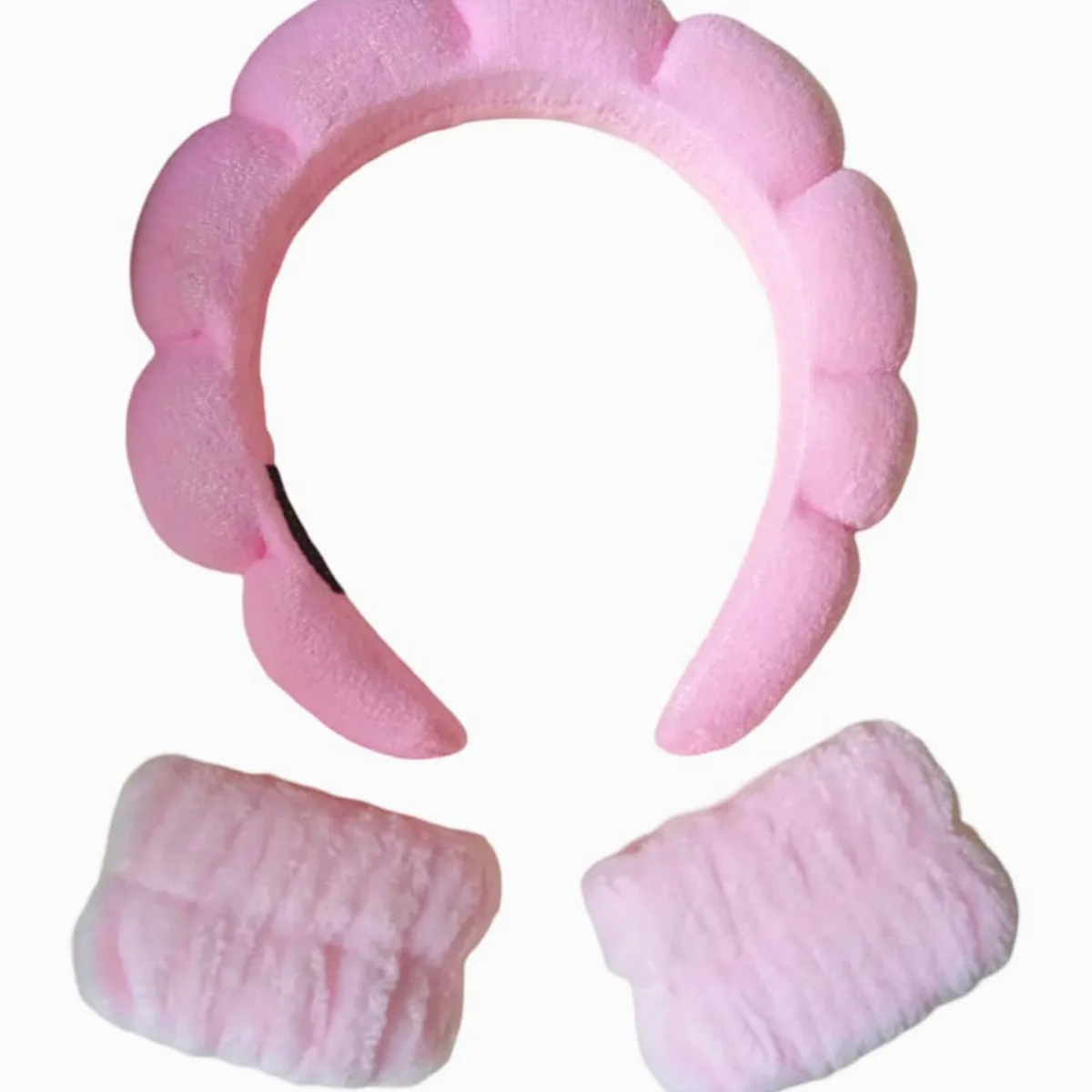 GENERICO - Vincha Diadema  y Muñequeras SkinCare  Maquillaje Rosa