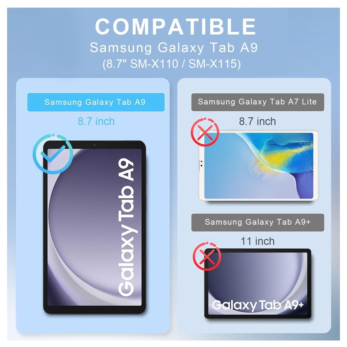 GENERICO - Funda Giratoria + Lapiz Optico para Samsung Tab A9 8.7 SM-X110 Case