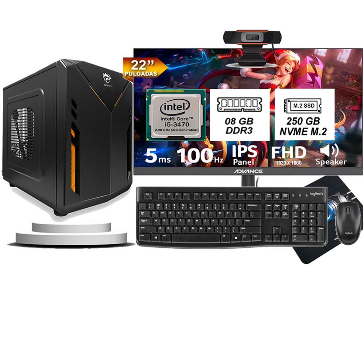 INTEL - Computadora Pc Intel Core i5 3470  Monitor 22 fhd' RAM 8GB SSD 256GB