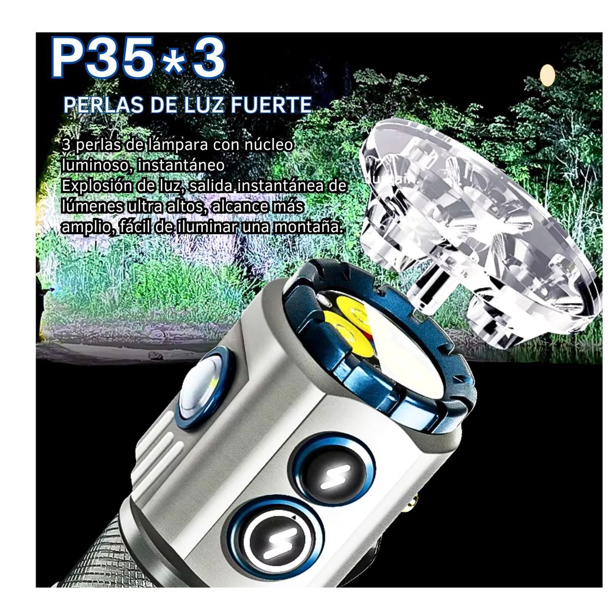 LIDIMI - Linterna Mini 2000LM Alta Potencia Recargable Resistente al Agua