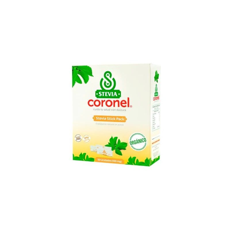 STEVIA CORONEL - Stevia Pura Orgánica en Polvo x 50 Stick Pack - Stevia Coronel