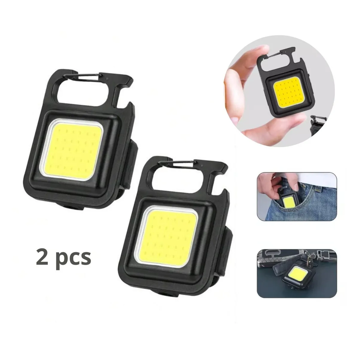 ROHS - Mini Linterna Luz Led Recargable Tipo Llavero x2 unidades