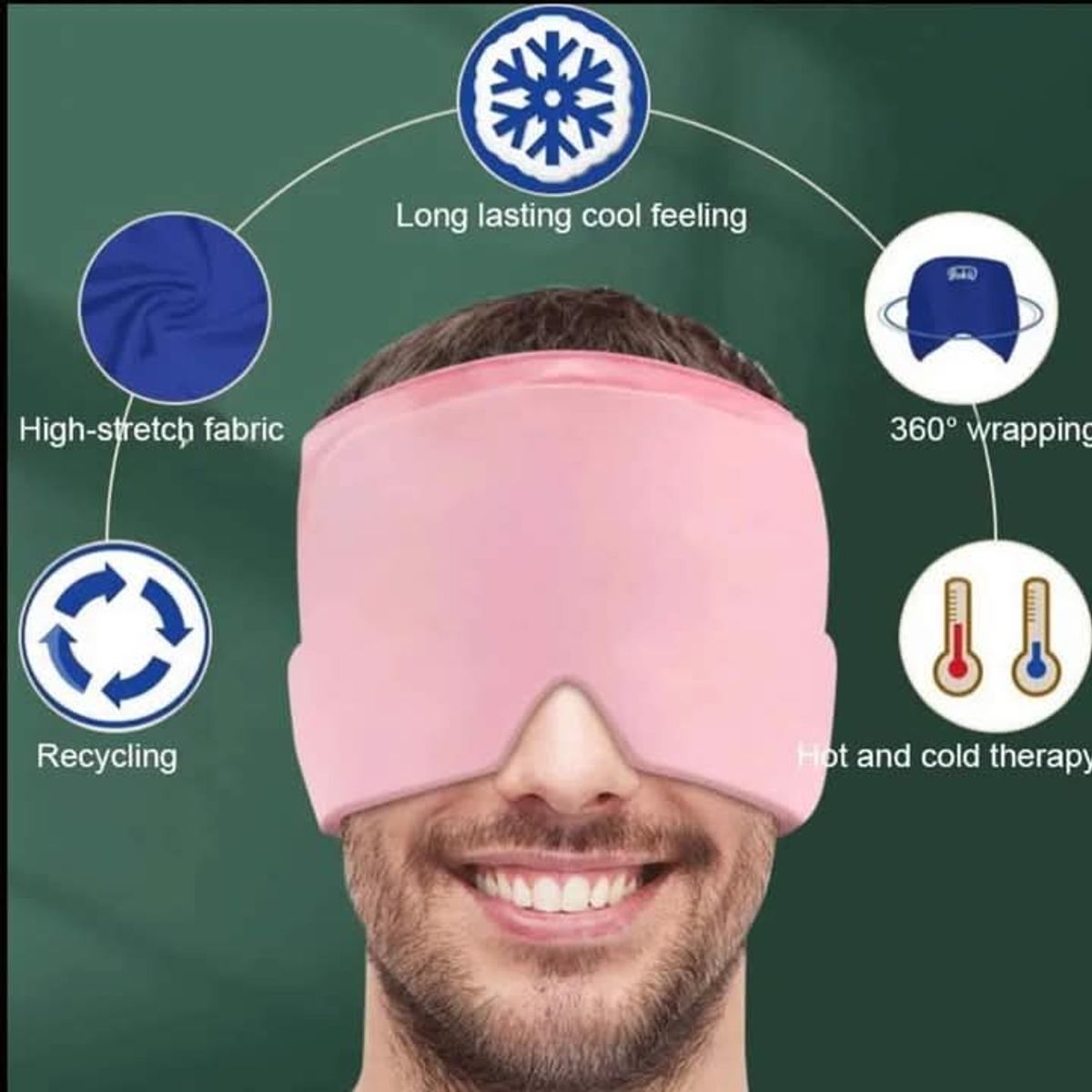 OEM - GORRO  DE GEL ALIVIA MIGRAÑA DOLOR CABEZA- ROSADO/ LILA