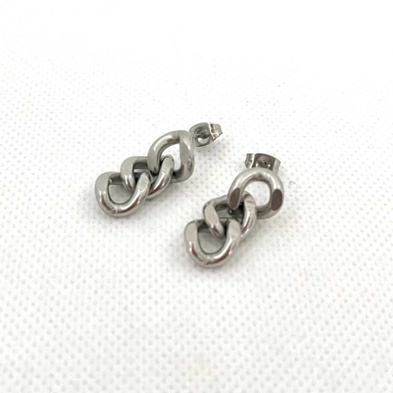 GENERICO - Aretes Estilo Cadena Plateada 2 cm Largo