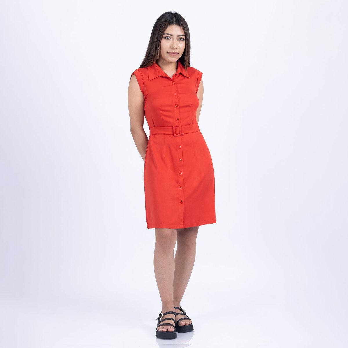 MOCALY - Vestido Casual de Mujer en Chalis Licrado
